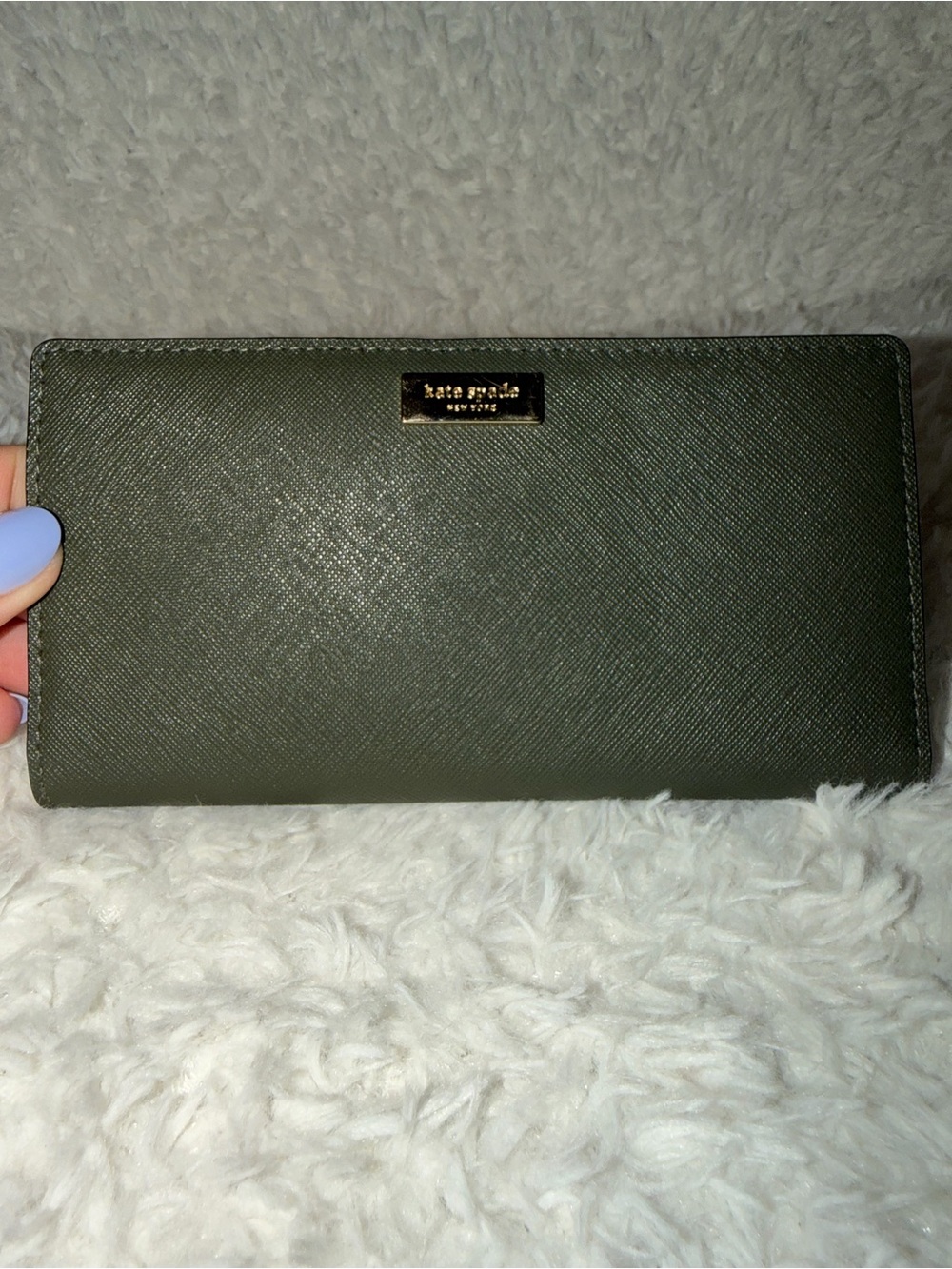 kate spade Olive Green Saffiano Leather Continental Wallet